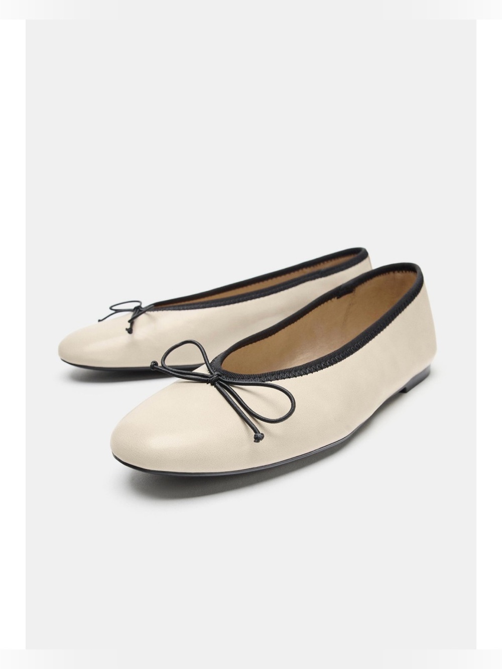 Zara leather flats with bow tie
